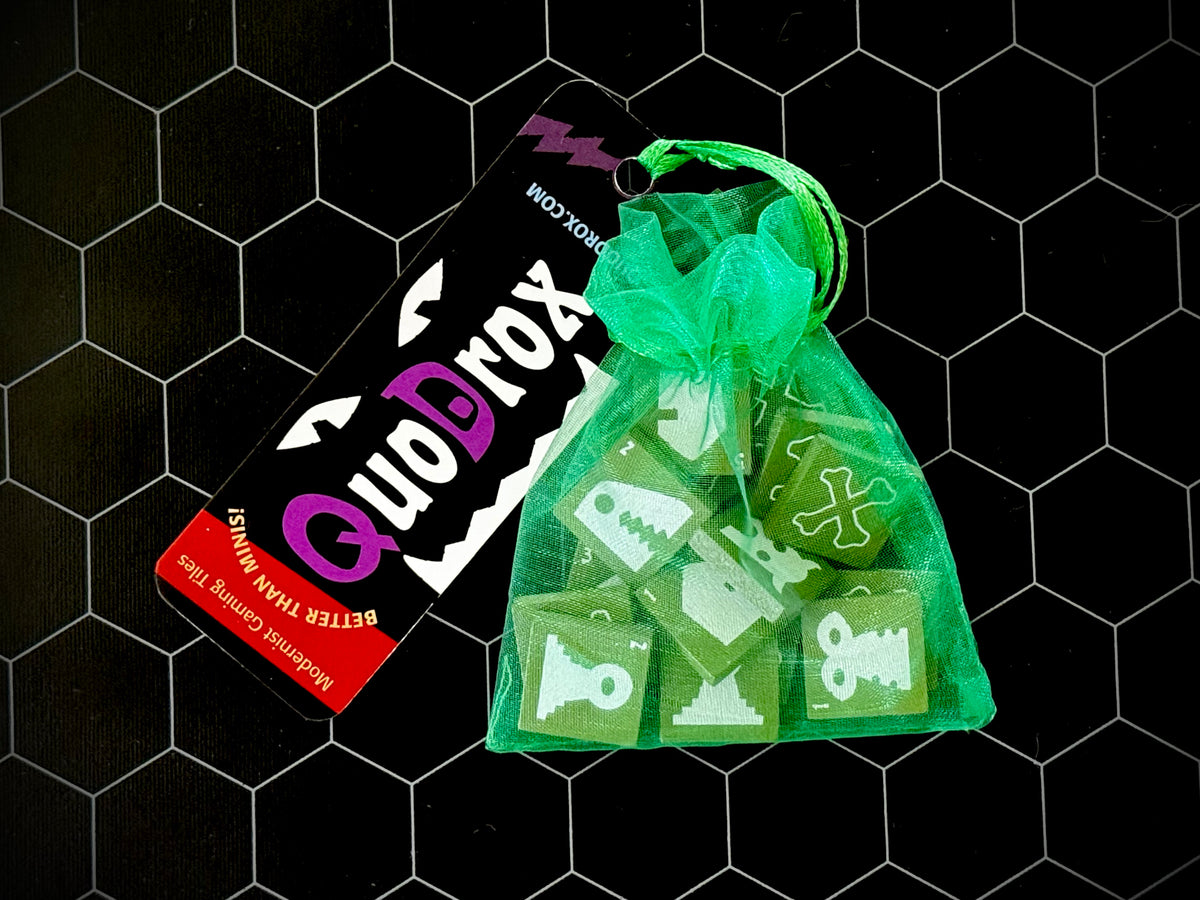 Bag of green Quodrox tiles 