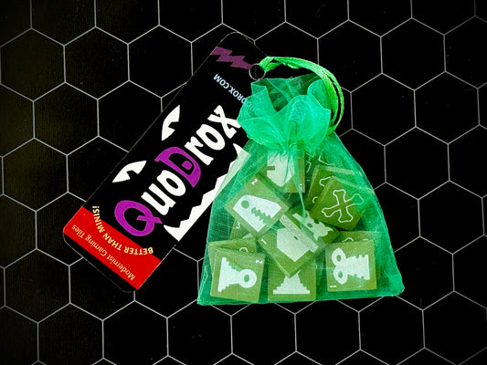 Bag of green Quodrox tiles 