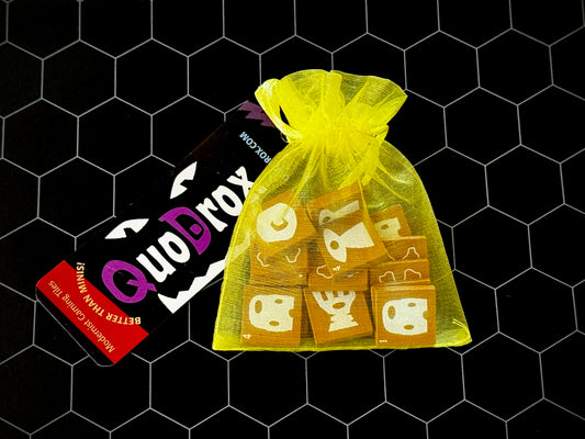 Bag of yellow QuoDrox tiles. 