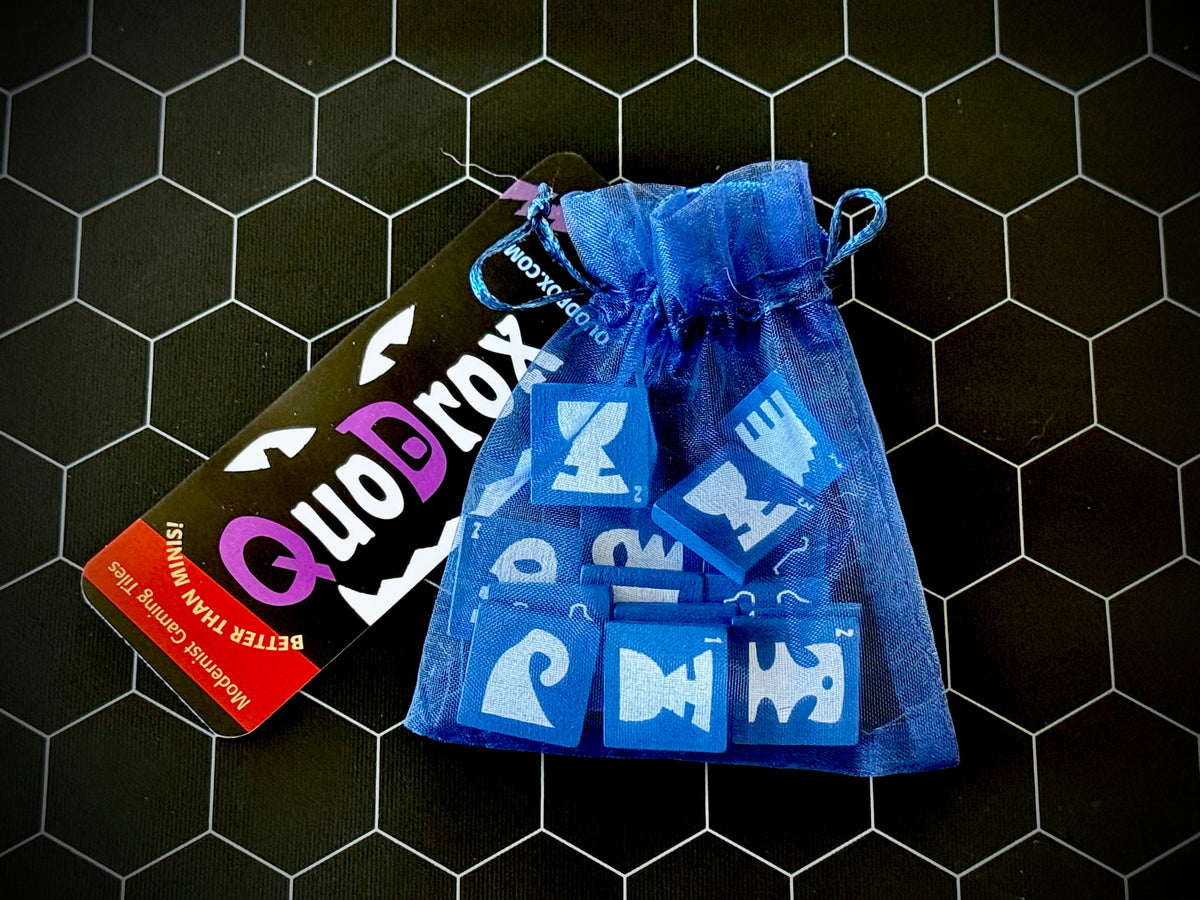 Bag of Quodrox tiles - Lapis Blue color. 