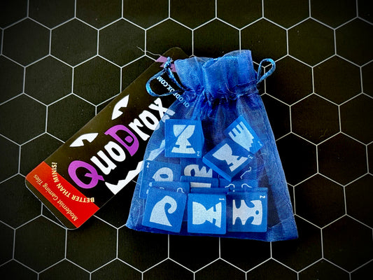 Bag of Quodrox tiles - Lapis Blue color. 